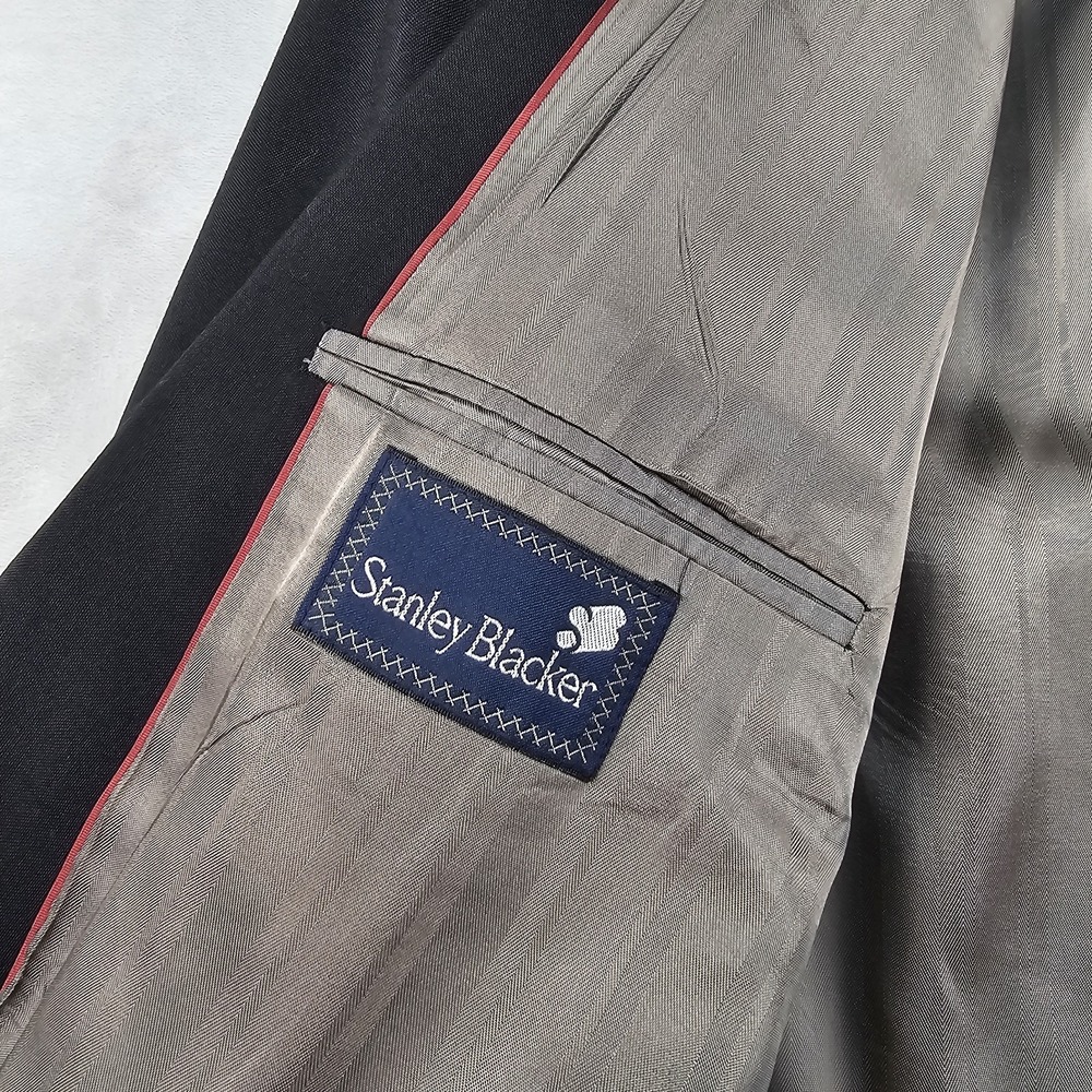 Vtg Stanley Blacker Suit Double Breasted Peak Lapel Mens 44L Pants 36x32 Pleated - Picture 6 of 16